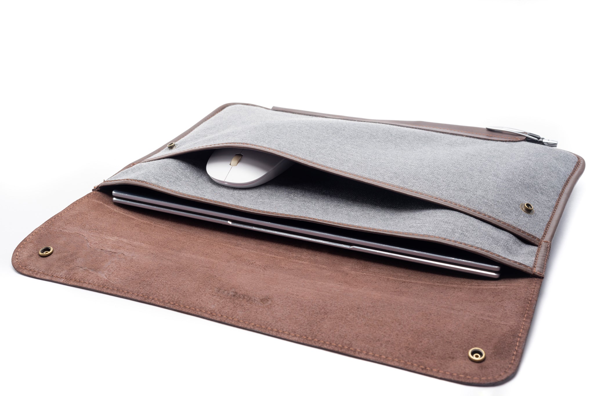 Full Grain Leather with Fabric Laptop Sleeve
