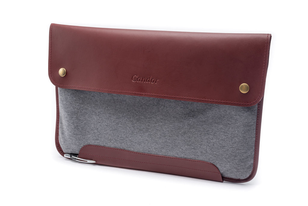 Full Grain Leather with Fabric Laptop Sleeve