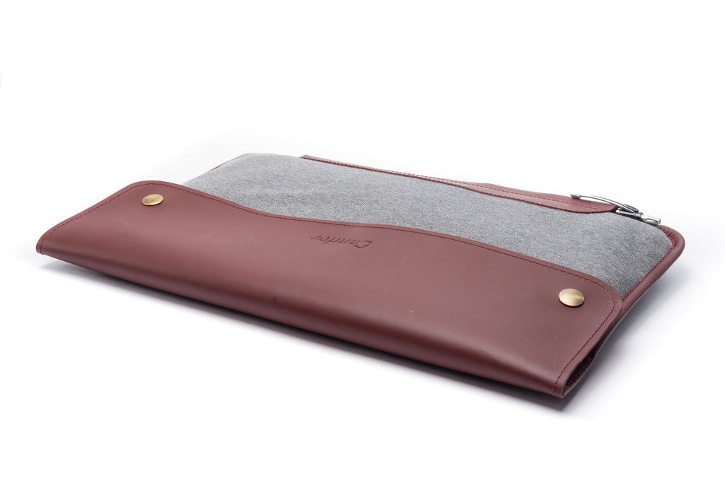 Full Grain Leather with Fabric Laptop Sleeve