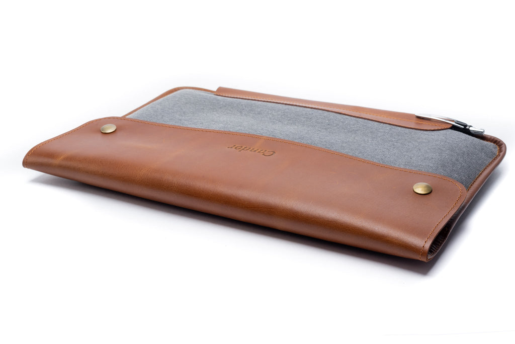 Full Grain Leather with Fabric Laptop Sleeve