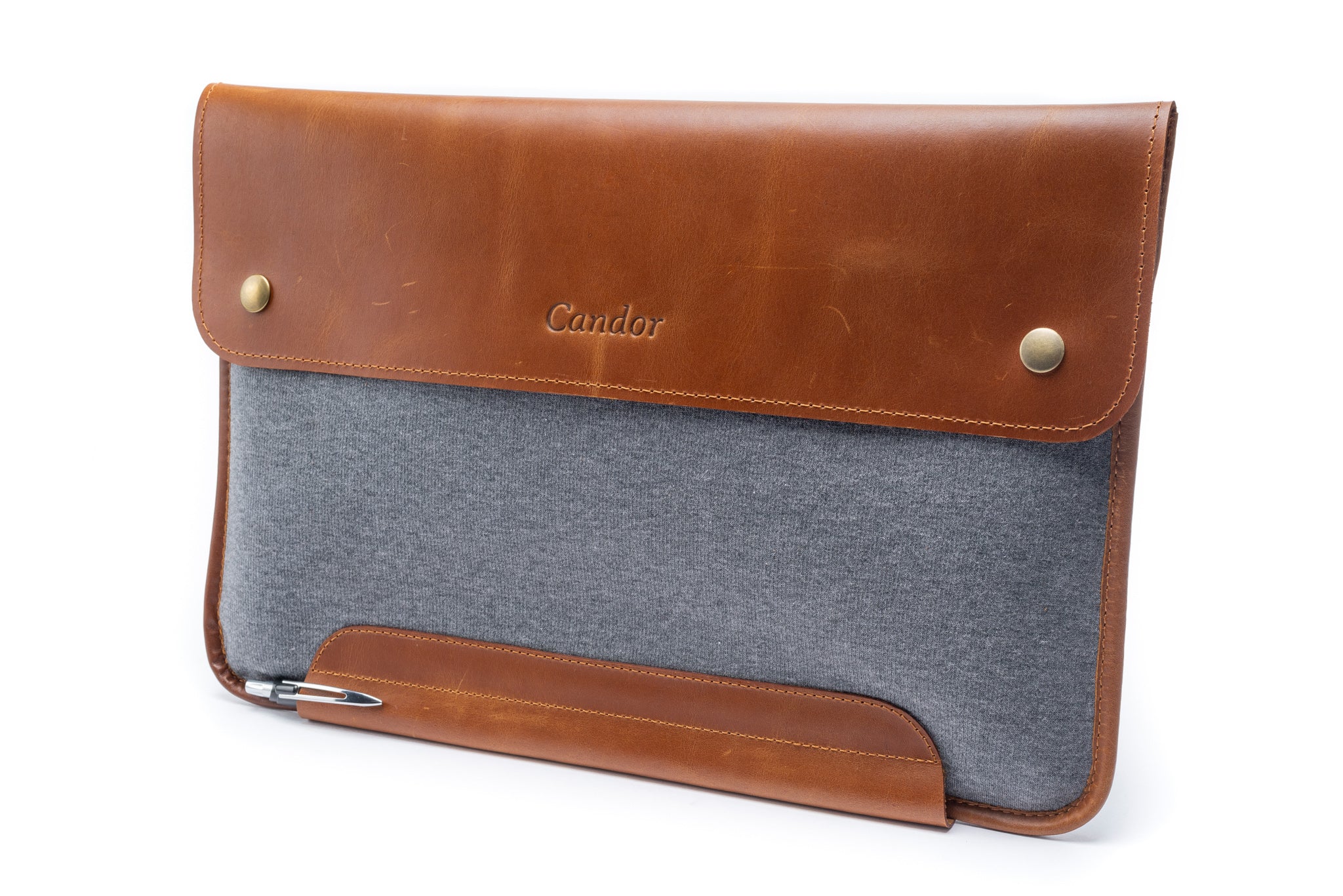 Full Grain Leather with Fabric Laptop Sleeve