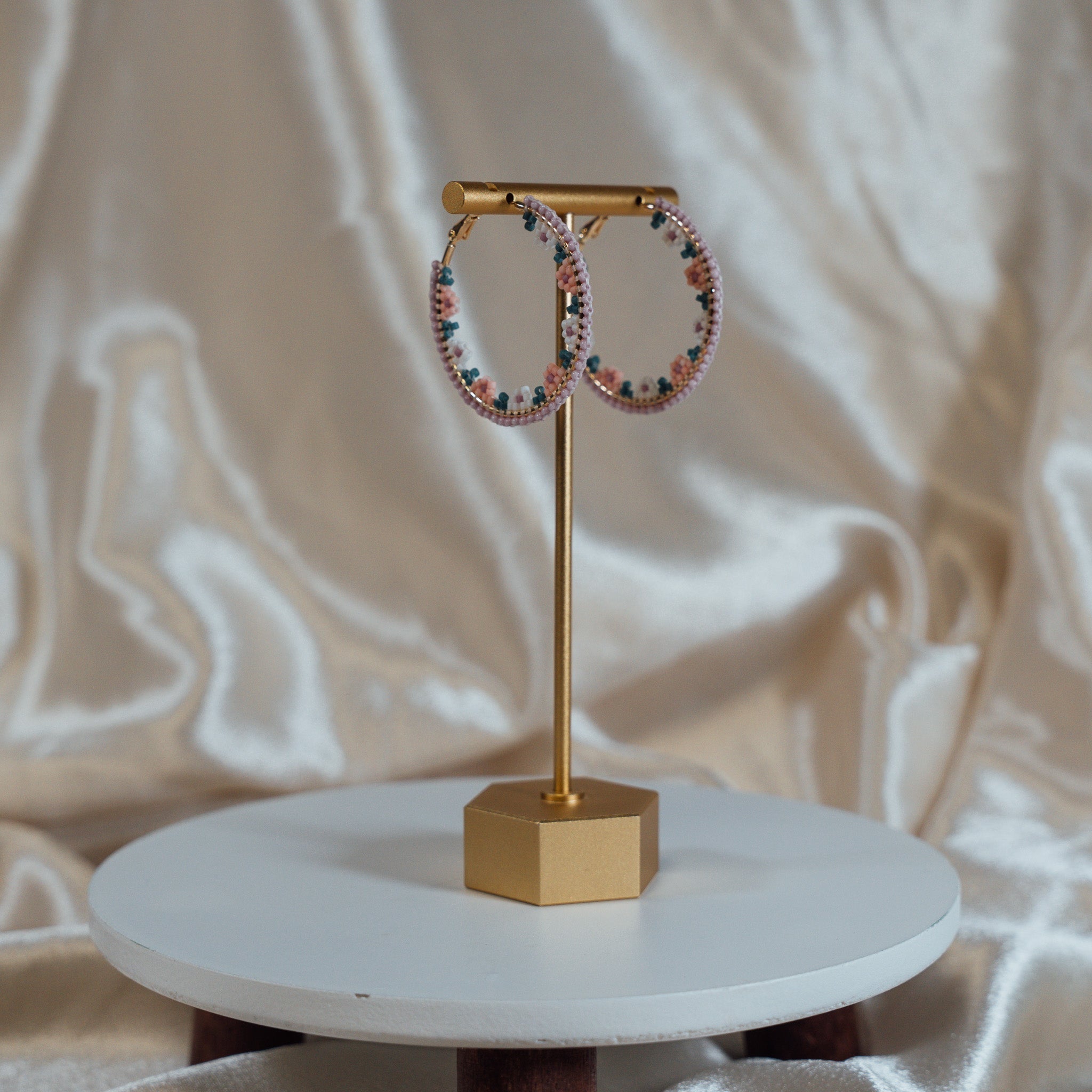 Flores Beaded Hoop Earrings
