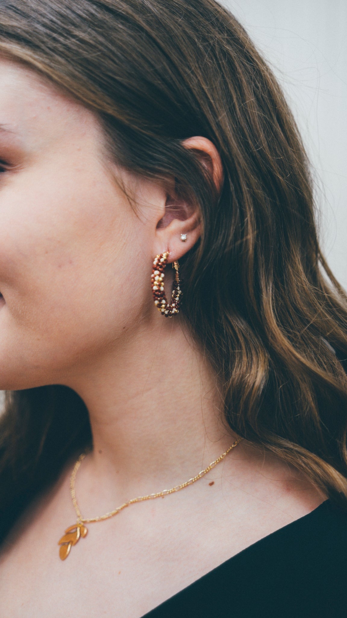 Jacaranda Beaded Hoop Earrings