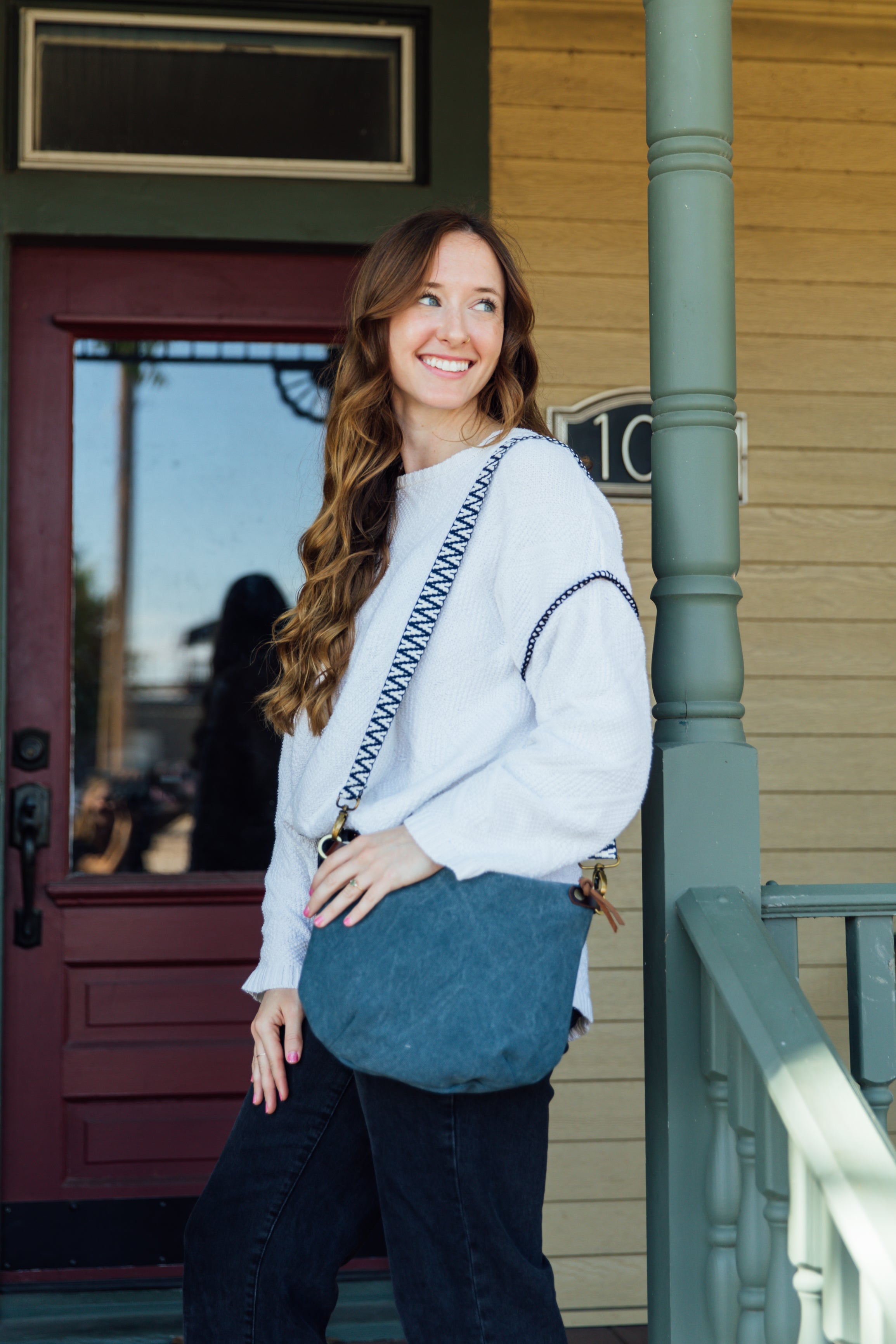 Thai Canvas Crossbody with Woven Strap