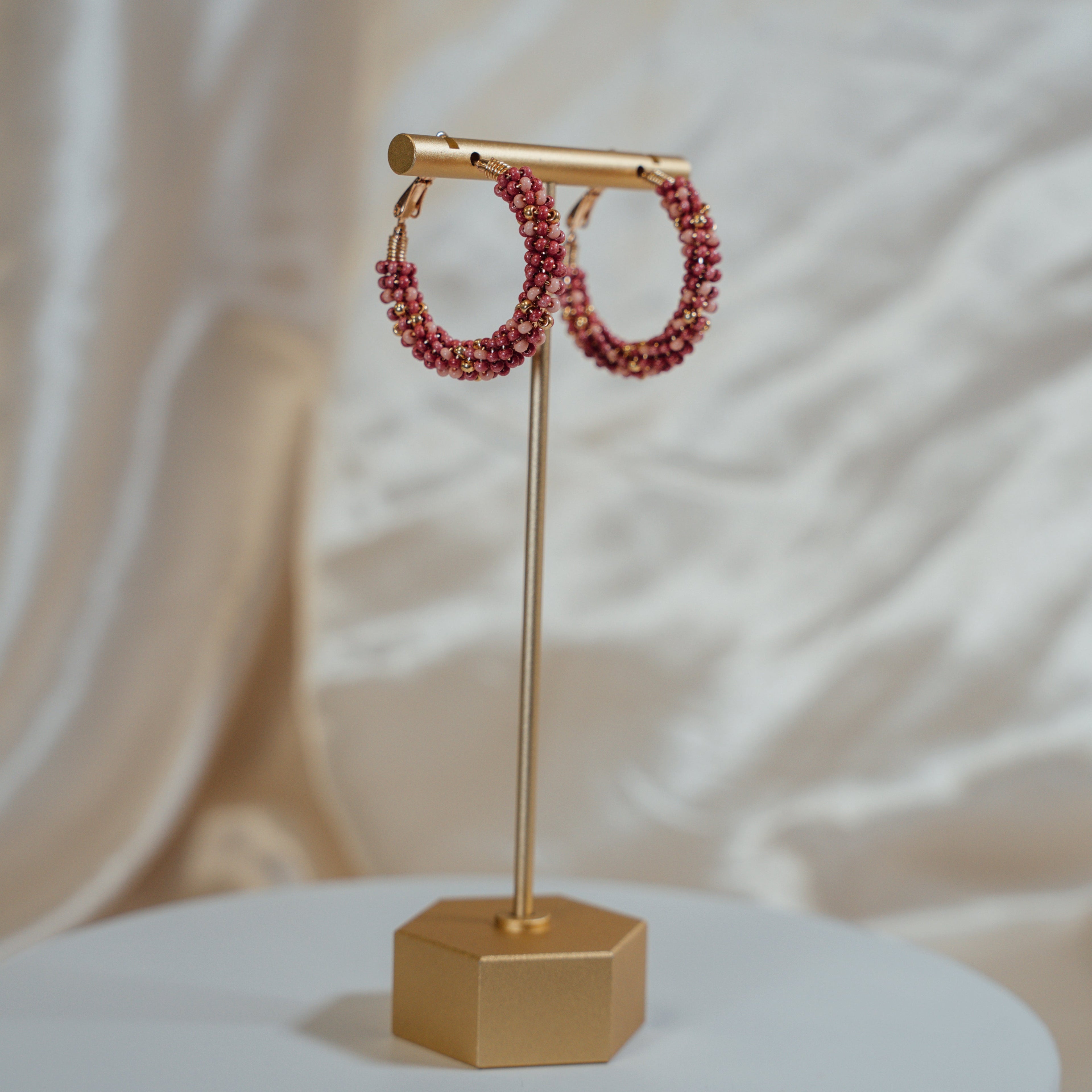 Jacaranda Beaded Hoop Earrings