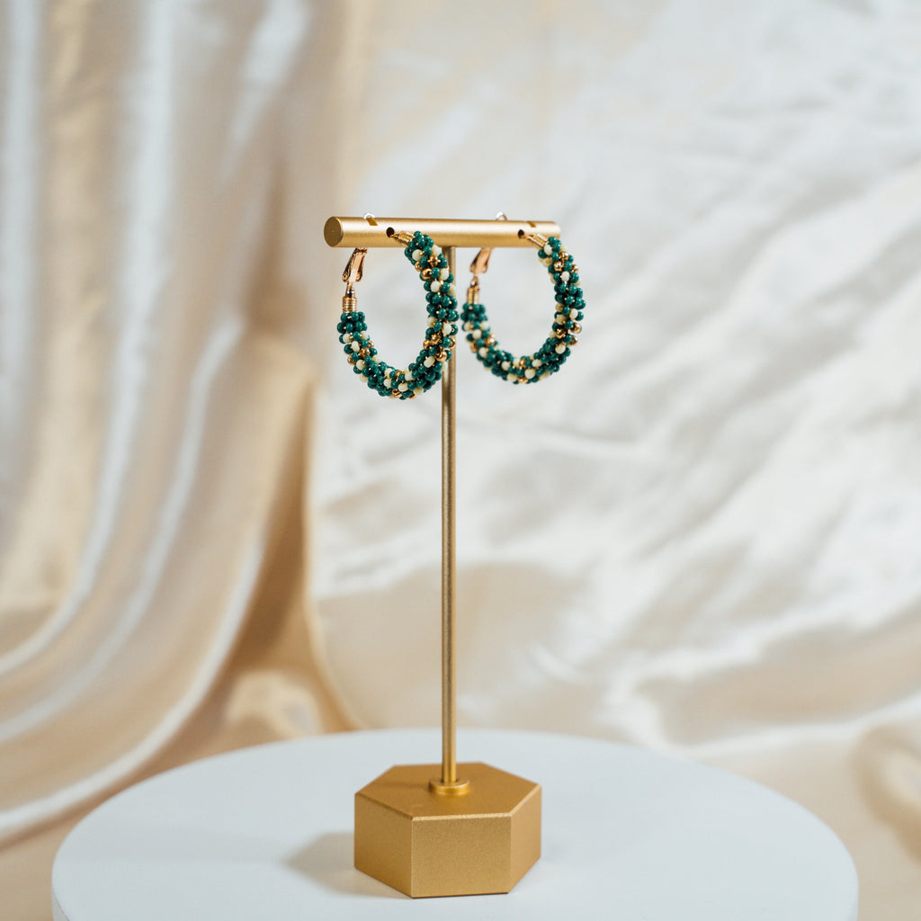 Jacaranda Beaded Hoop Earrings