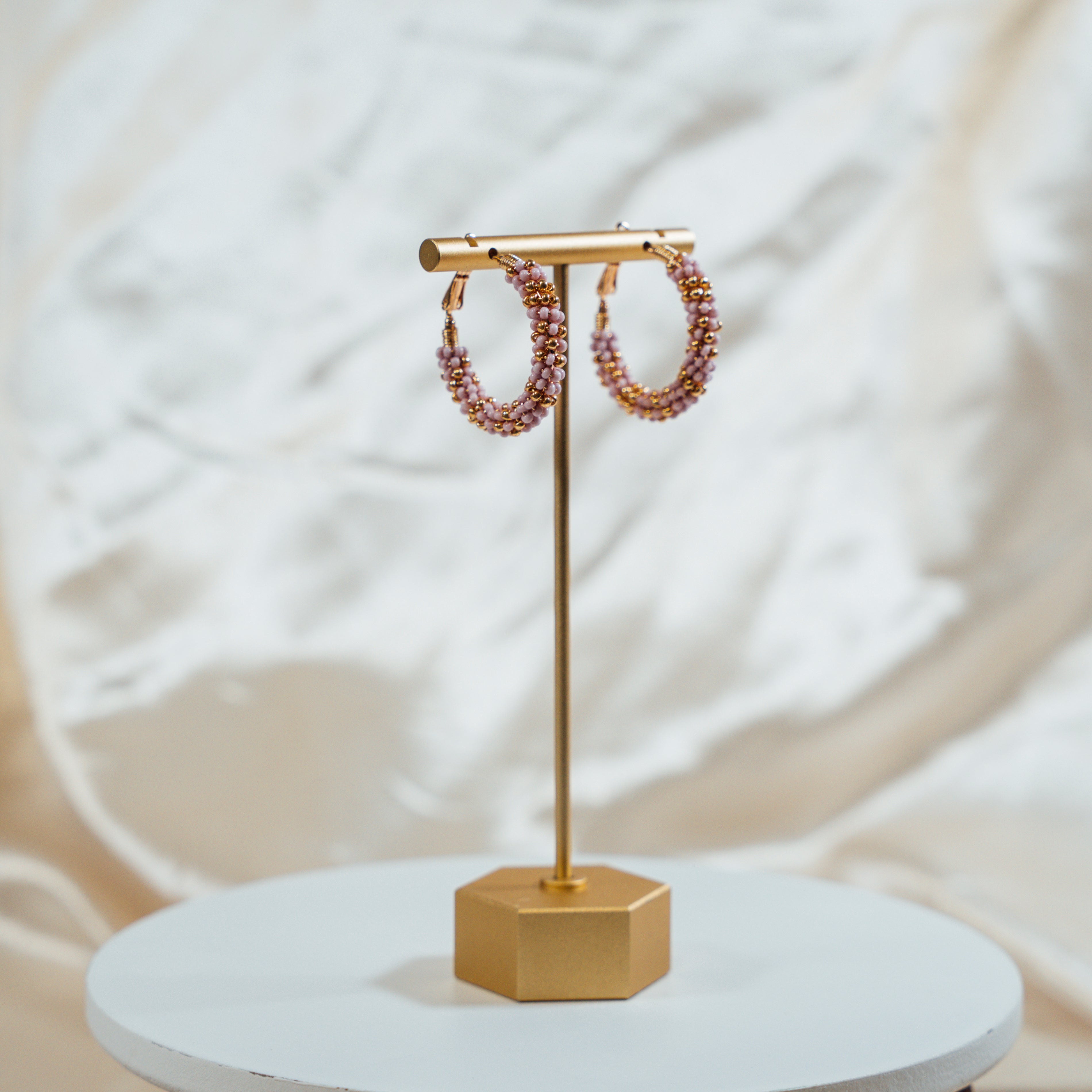 Jacaranda Beaded Hoop Earrings