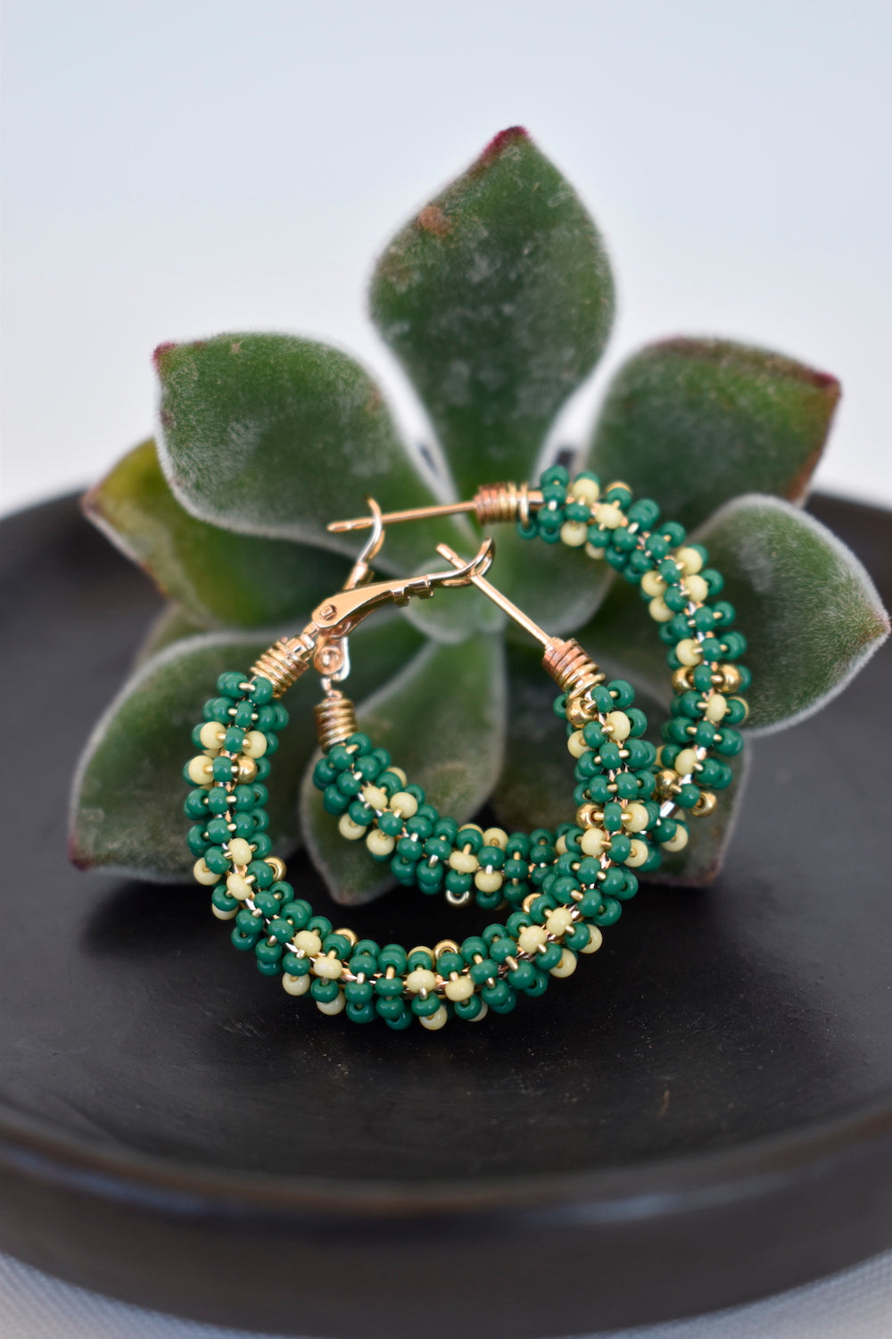 Jacaranda Beaded Hoop Earrings