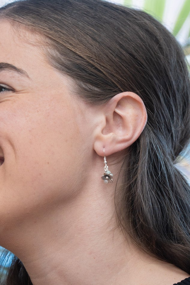 Floral Sterling Silver Drop Earrings
